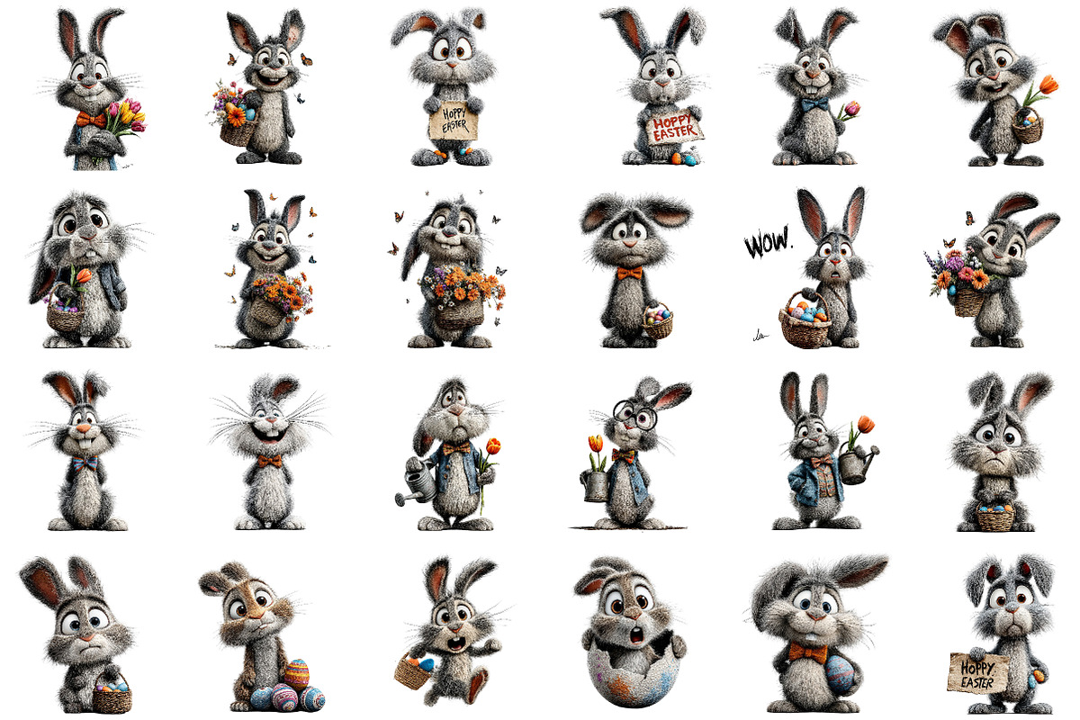 Whimsical Easter Bunny Rabbit Clipar, an Illustration by Sublimation Artist (Photo 2 of 7)