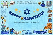 Hanukkah Hand-Drawn Illustrations, an Object Illustration by cugypress (Thumbnail 1 of 9)