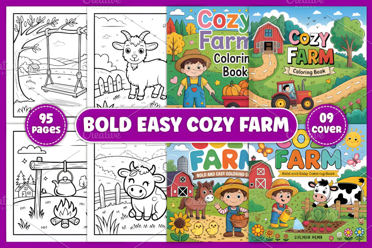 Bold and Easy Cozy Farm Coloring, an Animal Illustration by Ink Gallery (Photo 1 of 4)