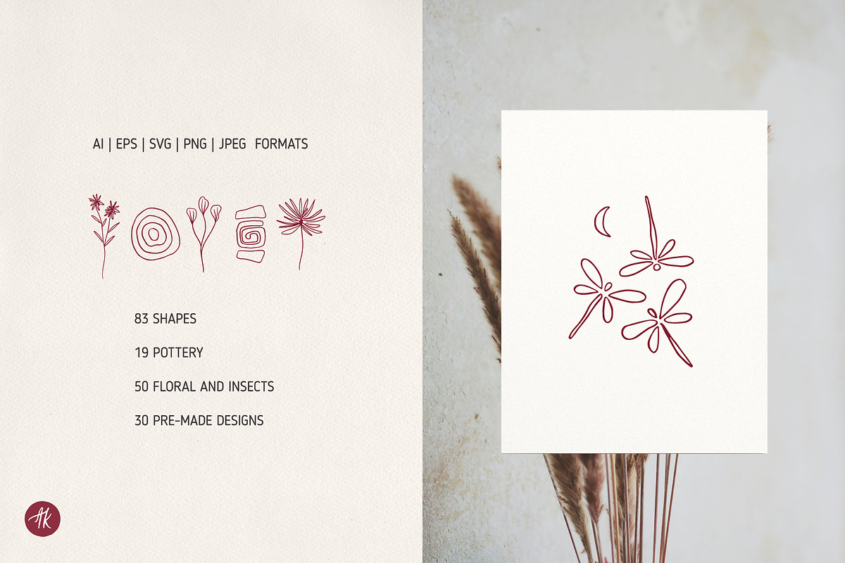 Ikigai Mindful Line Art Set, an Object Illustration by Alena Koval (Photo 3 of 16)