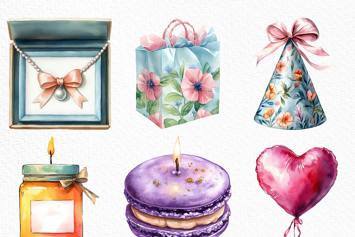 Watercolor Woman s Birthday Clipart, an Illustration by Craft Nest (Photo 5 of 6)
