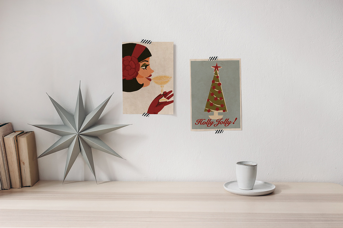Happy Holidays set: retro edition, a Decorative Illustration by Paper Cherry (Photo 11 of 21)