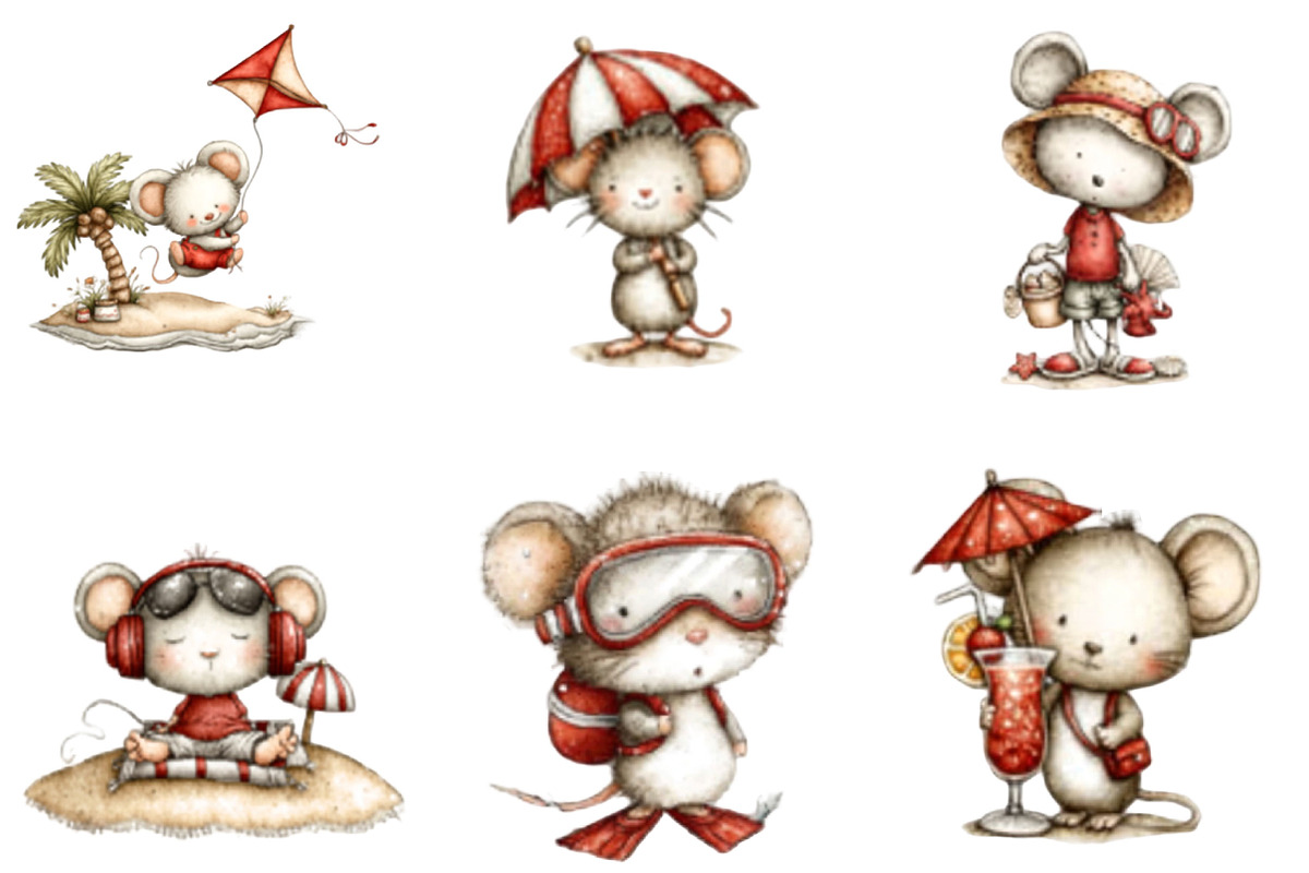 Watercolor Beach Mouse Clipart, a Seasonal Illustration by Designking (Photo 5 of 5)