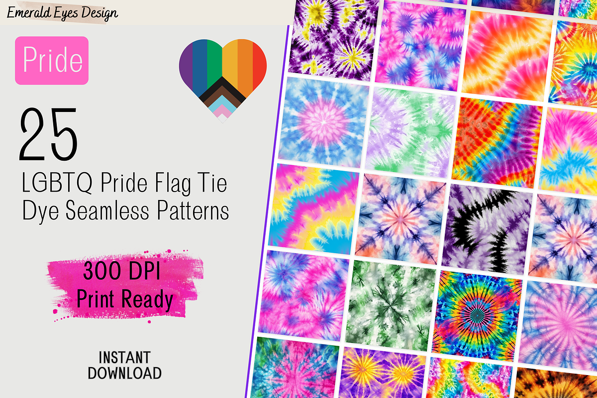 25 LGBTQ Pride Tie Dye Patterns, a Pattern Graphic by Emerald Eyes Design (Photo 1 of 4)