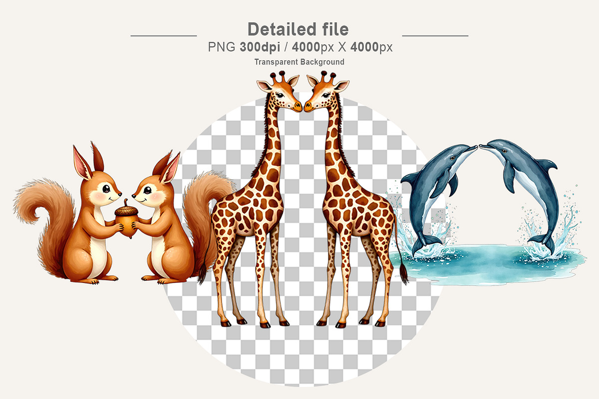 Watercolor Animal Romance Clipart, an Animal Illustration by Artnoy (Photo 4 of 8)