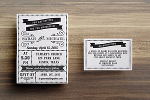 Vintage wedding invitation and rsvp