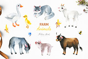 Watercolor Farm Collection., an Animal Illustration by Kate_Rina (Thumbnail 2 of 9)