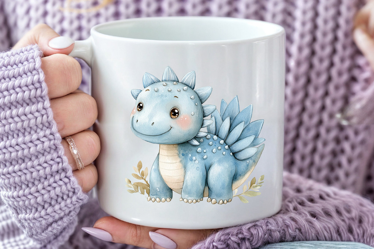 Cute Dinosaur Watercolor Clipart, an Illustration by Rose Art (Photo 4 of 7)