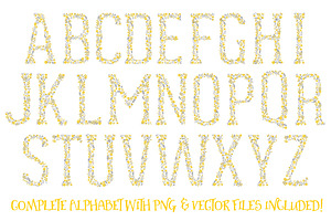 Sunshine Yellow Floral Alphabet