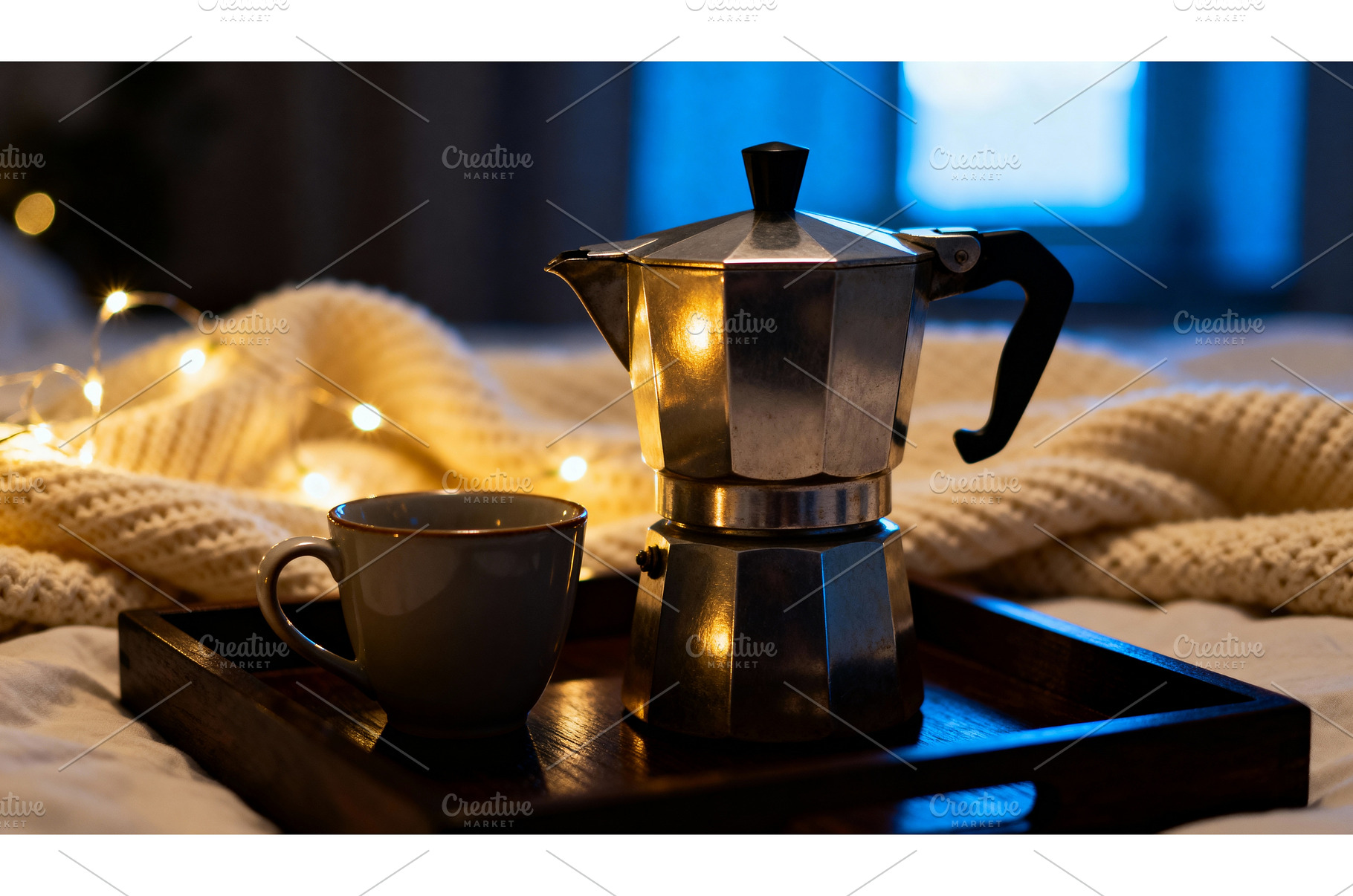 Cozy morning scene with moka pot and, a Food & Drink Photo by tilialucida