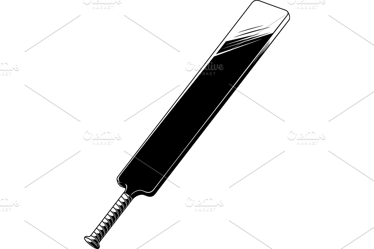 Black And White Cricket Bat, an Illustration by HitToon