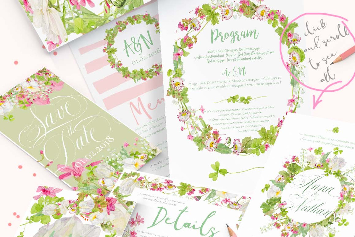Pink&Pretty-wreaths+elements, an Illustration by watercolorwild.graphics (Photo 3 of 10)
