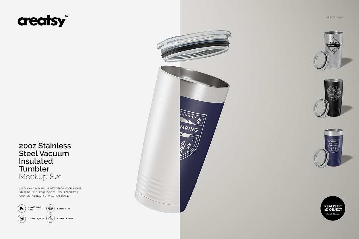 20oz Stainless Steel Tumbler Mockup, a Cups & Container Mockup by creatsy5 (Photo 1 of 17)
