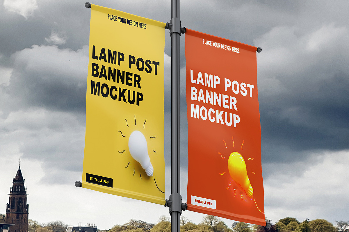 Lamp Post Banner Mockup, a Product Mockup by Designbuys (Photo 10 of 20)