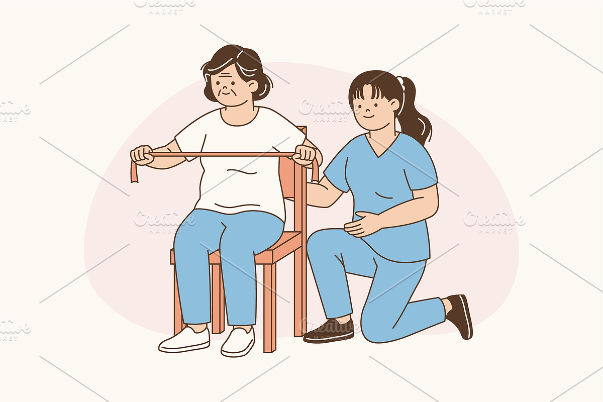 Guided Senior Rehab Illustration, an Object Graphic by Jump Studio (Photo 6 of 12)