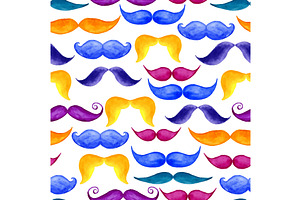 Watercolor Moustaches Set