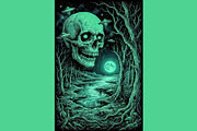 Eerie Alien Skull Art, a Decorative Illustration by StockVerse Creative (Thumbnail 2 of 4)