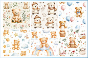 Watercolor Teddy Bear Seamless Patte, a Pattern Graphic by Design Market (Thumbnail 3 of 4)