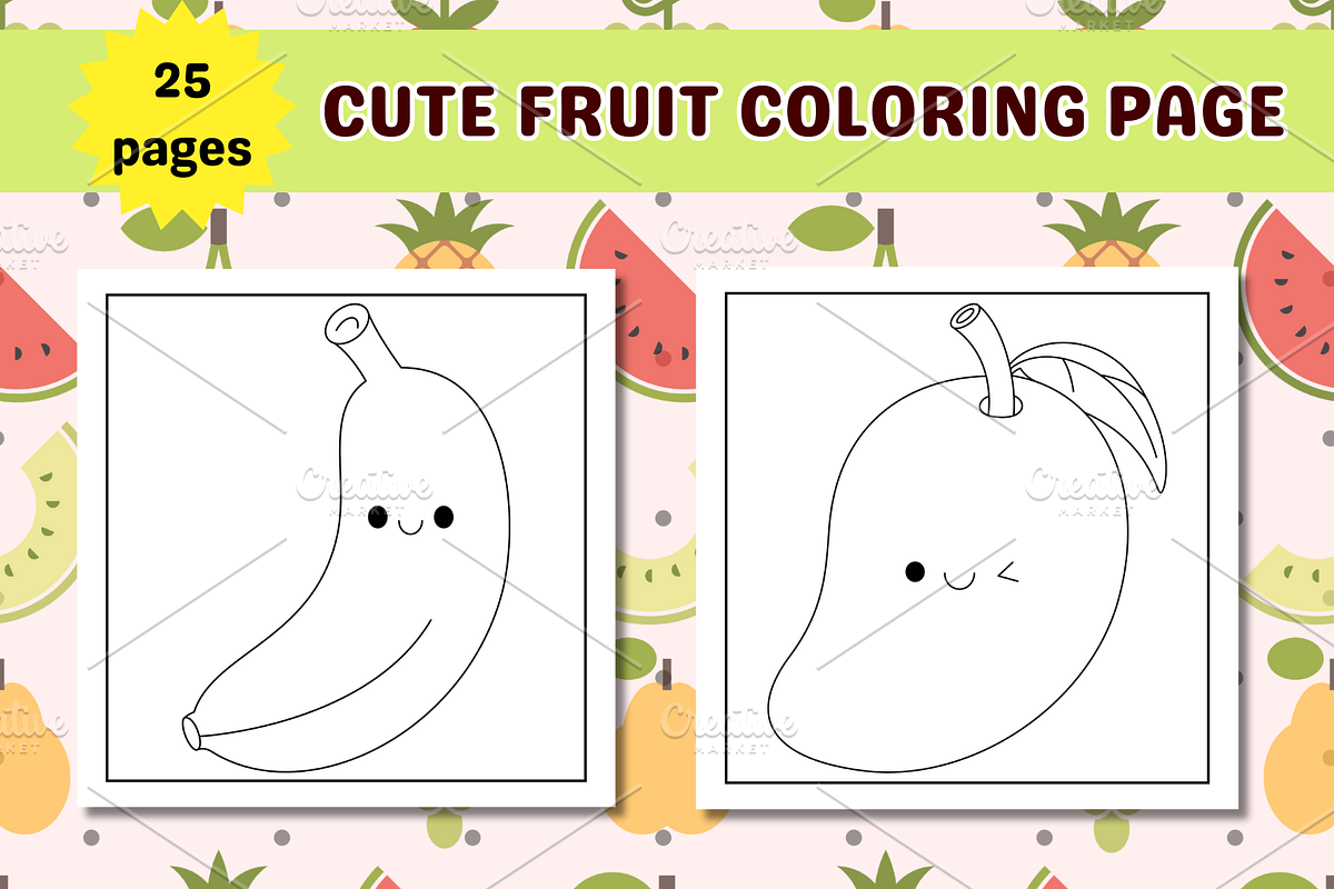 Cute Fruit Coloring Pages For Kids, a Food Illustration by Salaly (Photo 6 of 8)