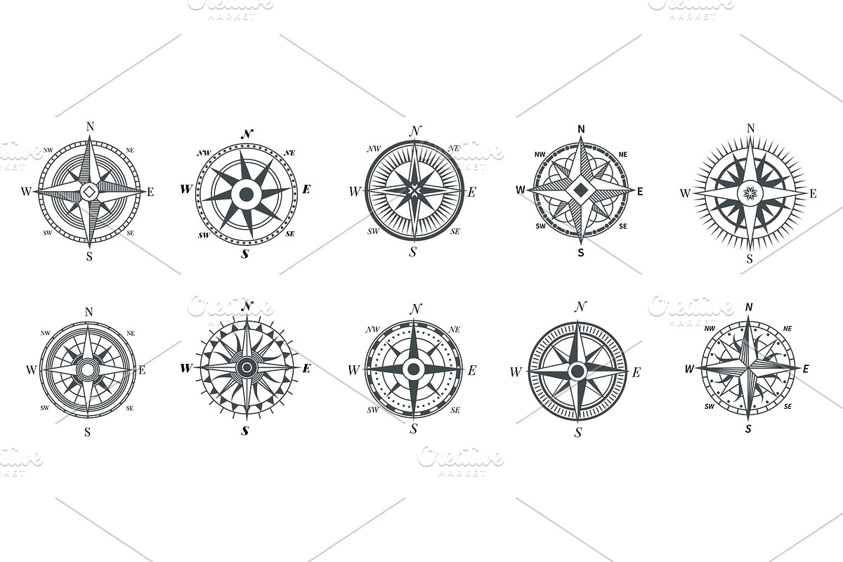 Vintage compass. Nautical wind rose, a Background Graphic by Valerie Bodnar