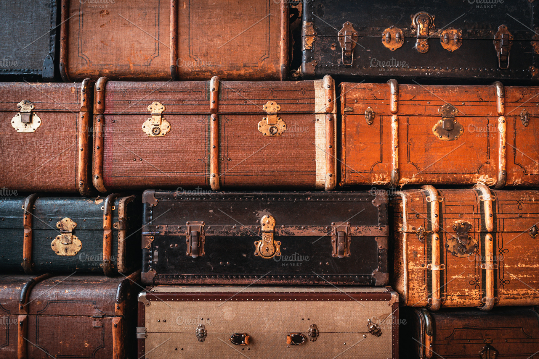 Vintage suitcases background, an Abstract Photo by Juicy Photography