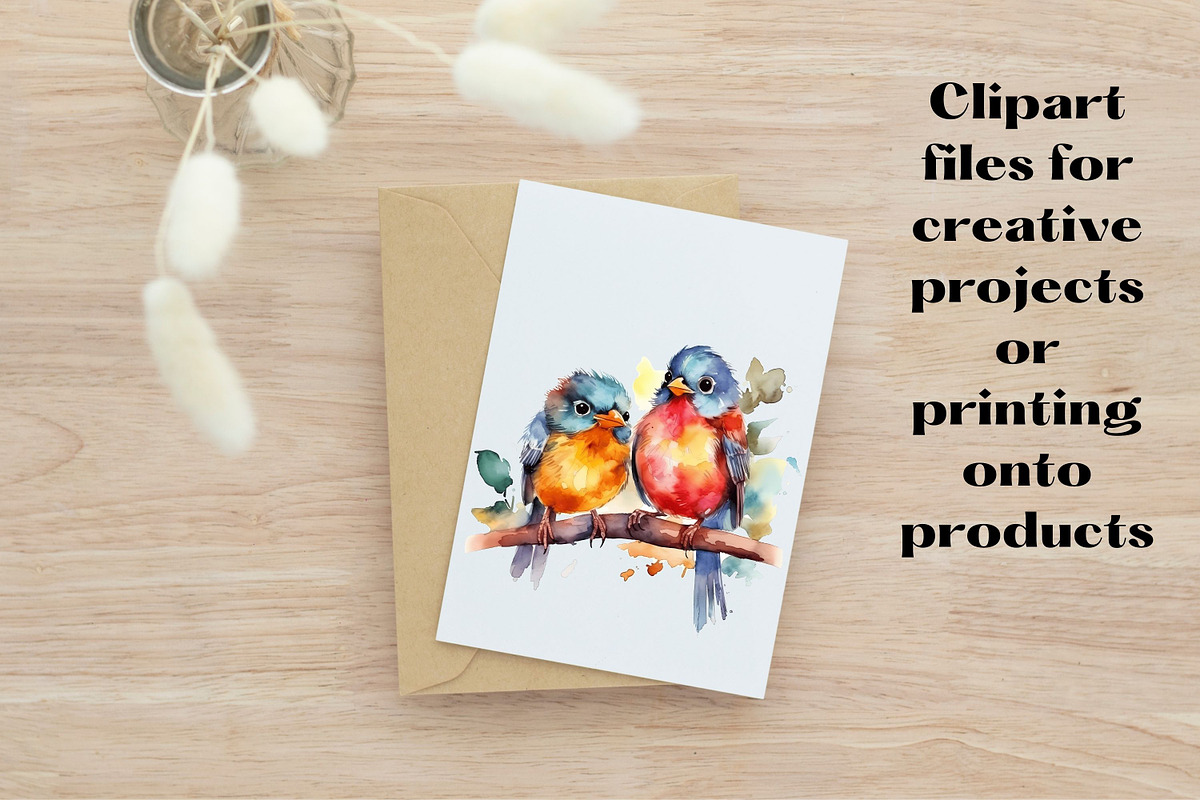 Cute Song Birds Watercolor Clipart, an Animal Illustration by Mermaids Cove (Photo 9 of 9)