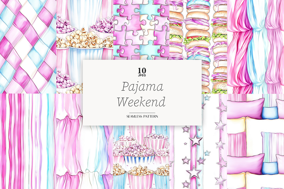 Cozy Pajama Party Digital Paper Set, a Pattern Graphic by GlamArtZhanna (Photo 1 of 4)