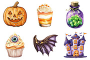 Watercolor Halloween Sweets Clipart, a Seasonal Illustration by CitraGraphics (Thumbnail 3 of 8)