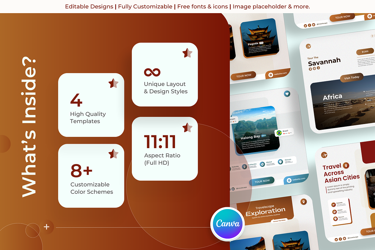 Voyage Style -Travel Canva Templates, a Social Media Template by Exceptionalways (Photo 2 of 2)