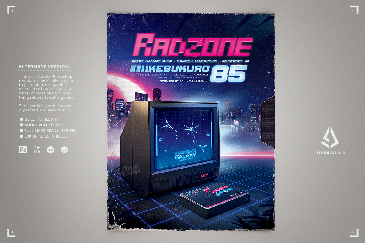Retro Gaming Flyer Classic Arcade Tv, a Flyer Template by Storm Pixels (Photo 2 of 5)