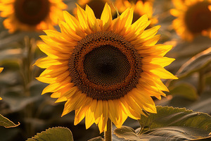 Golden Hour Sunflower Field, a Nature Photo by Virgo Studio