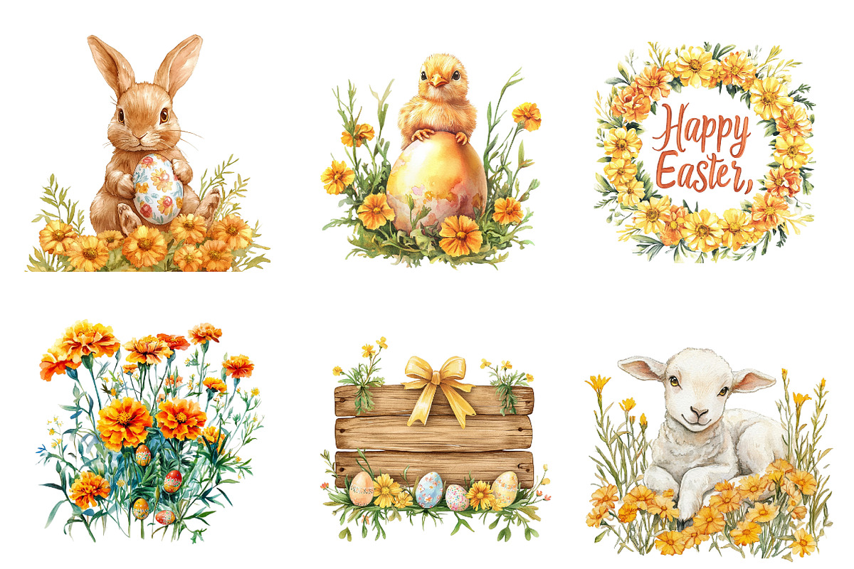 Marigold Easter Clipart, an Illustration by CreationArt (Photo 5 of 5)