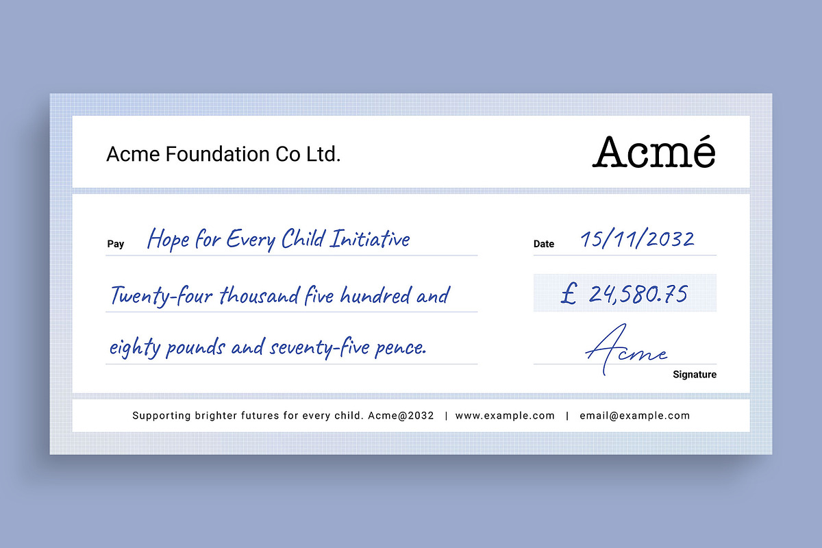 Giant Cheque / Check Template, a Stationery Template by BrandPacks (Photo 3 of 6)