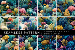 12 Blooming Reef Seamless Patterns