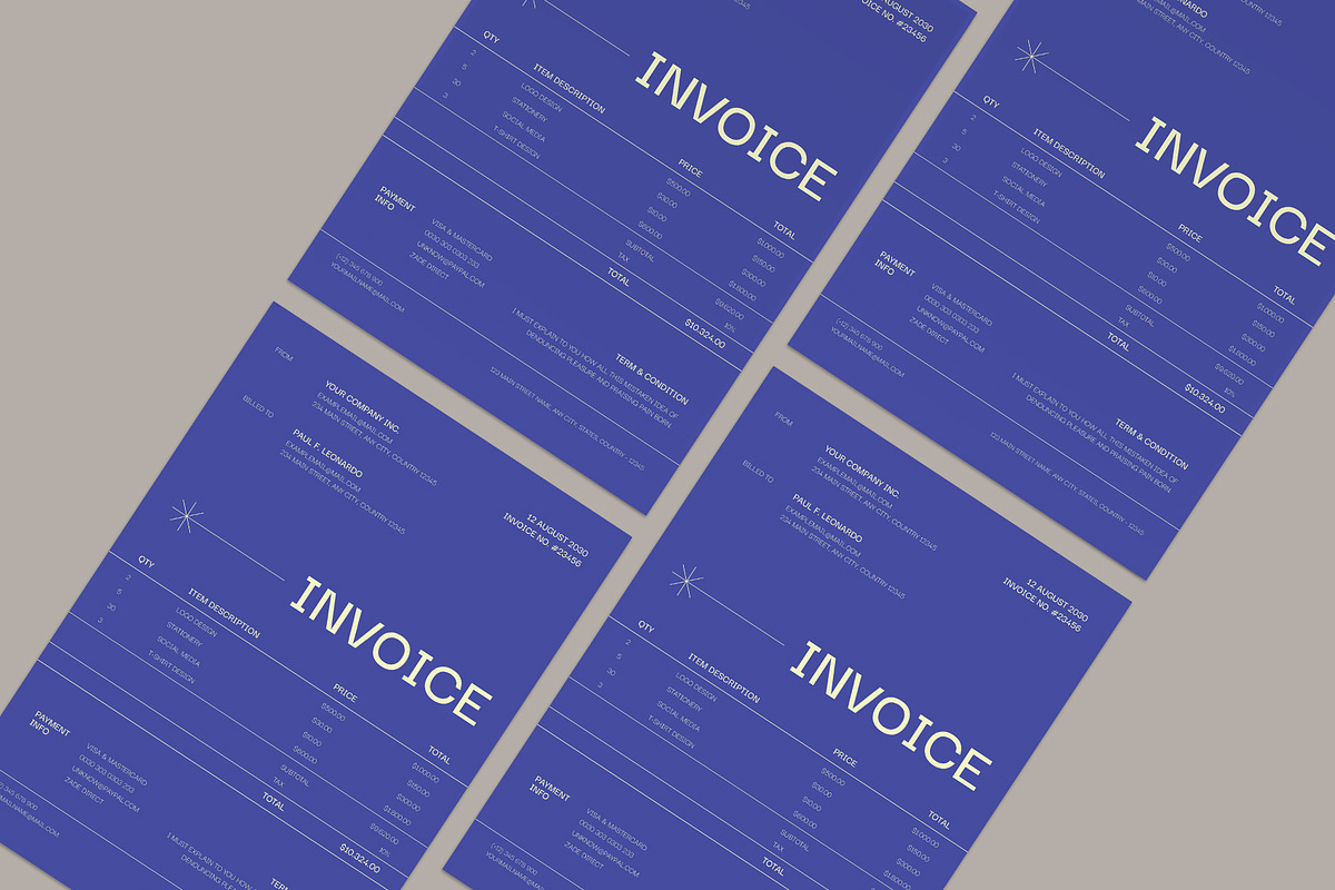 Blue Minimal Invoice, a Stationery Template by Neermana (Photo 4 of 4)