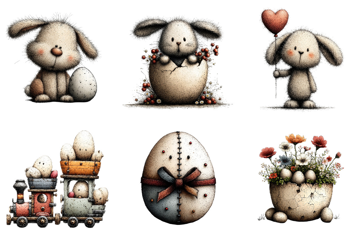 Whimsical Bunny Easter Clipart, an Illustration by Sublimation Artist (Photo 6 of 7)