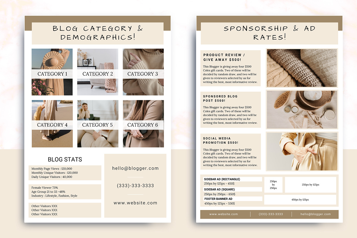 4 Page Media Kit Canva Template, a Presentation Template by Snapybiz