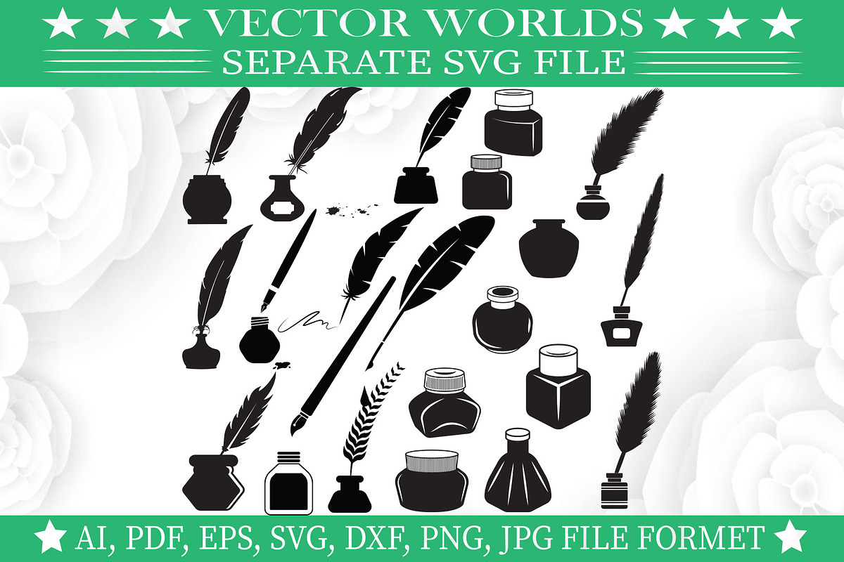 Inkwell Pen Svg, Ink, Pen,Pencil Svg, an Object Graphic by VectorWorlds