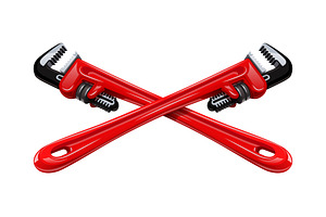 Pipe wrench. Plumber tool.