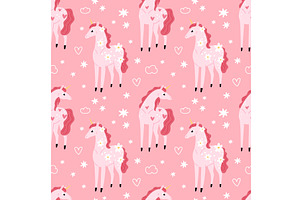 Funny unicorn seamless pattern, an Animal Illustration by YummyBuum