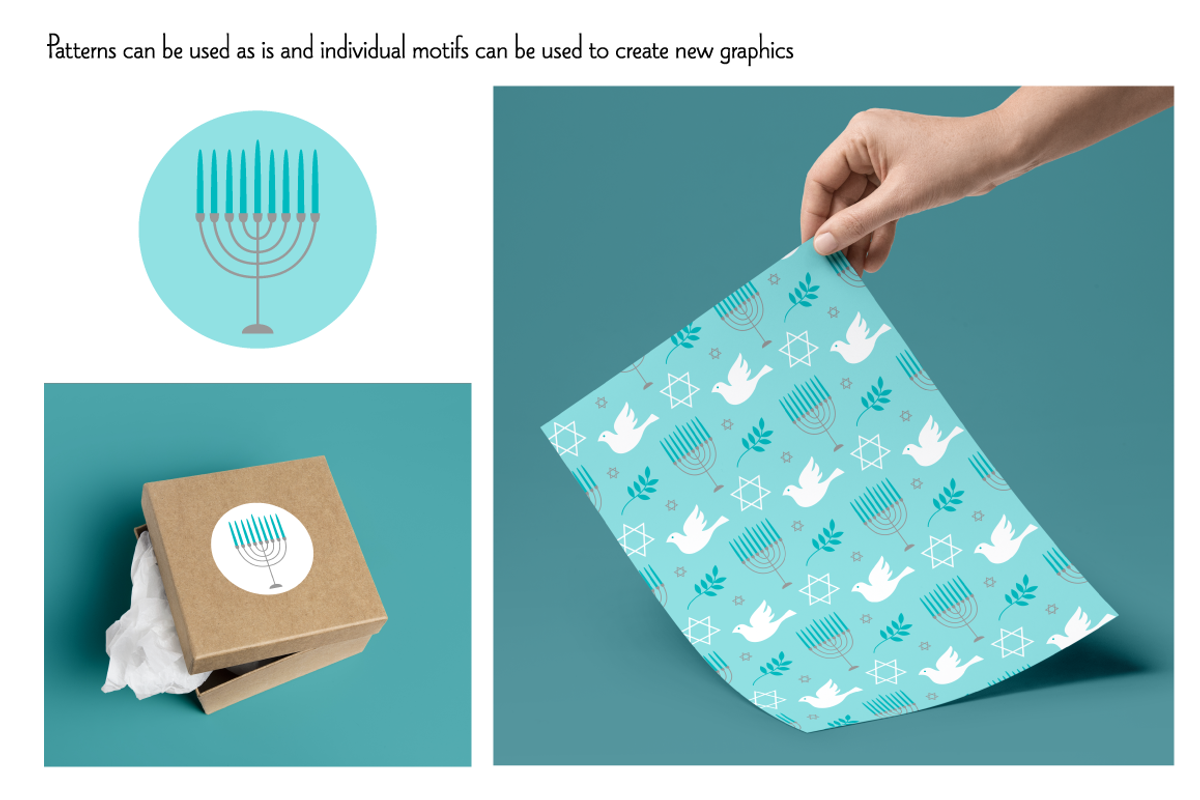 Blue Gray Hanukkah Patterns preview 2