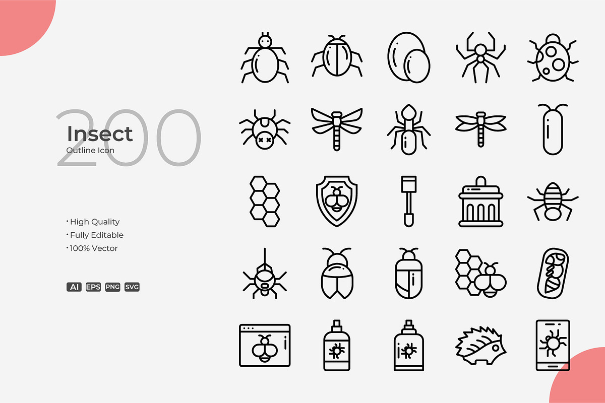 Insect Outline Icons, an Outline Icon by Bloodline