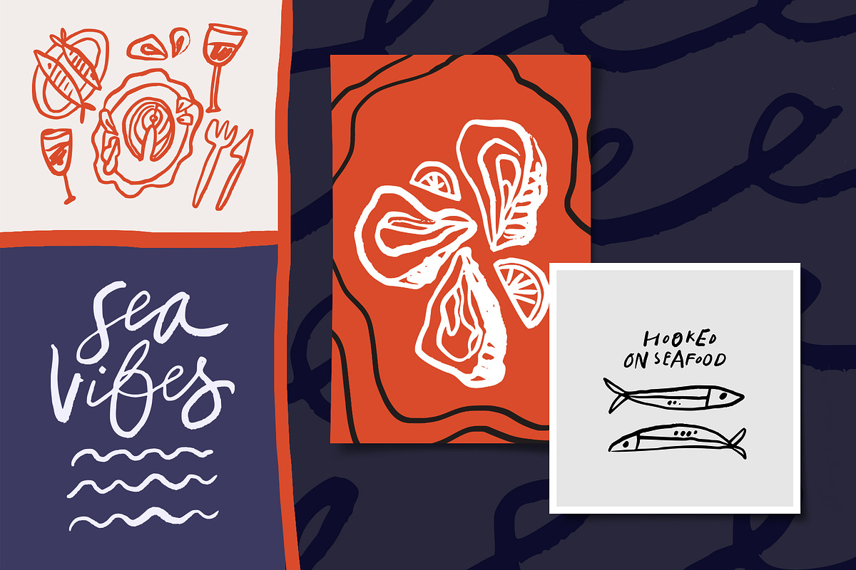 Seafood Menu | Hand drawn clipart, a Food Illustration by Favete Art (Photo 5 of 9)