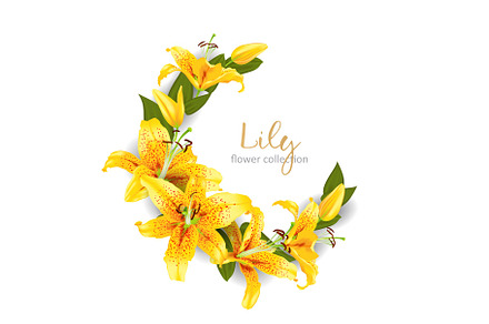 Wedding invitation with lily flowers