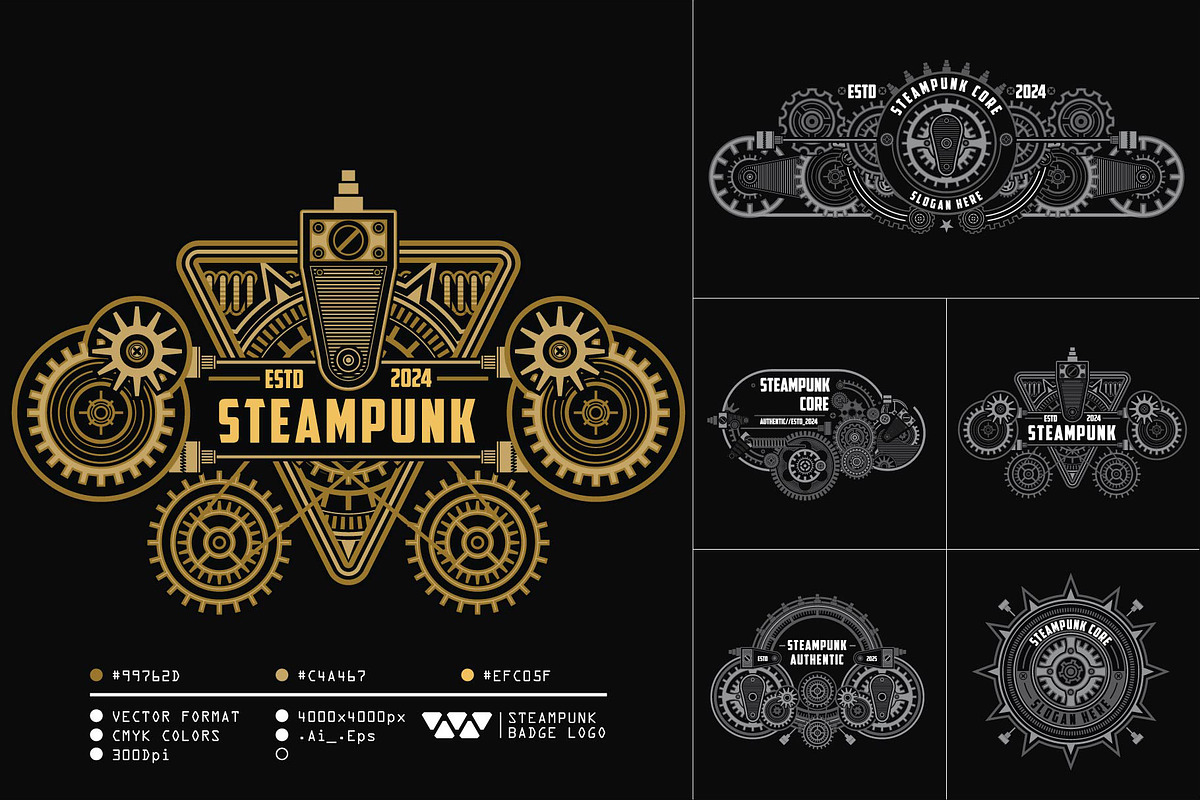 19 Steampunk badge logo template, a Branding & Logo Template by the-sastra (Photo 4 of 5)