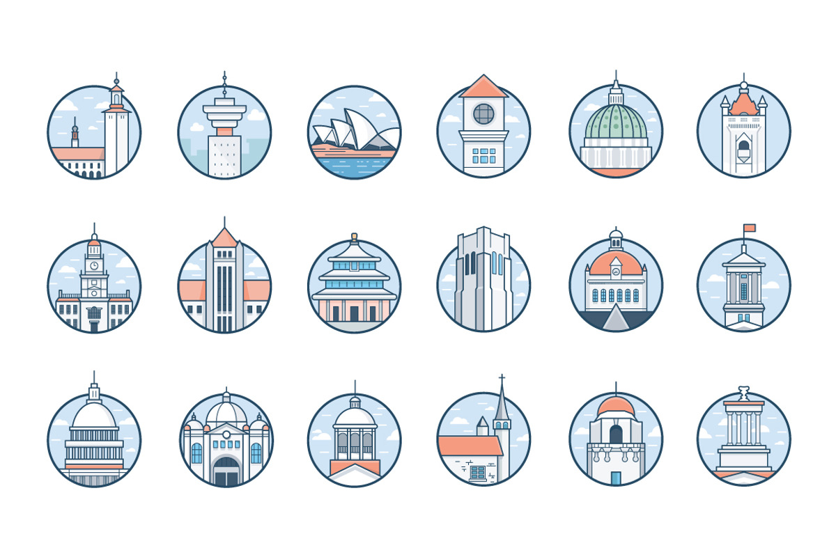 World Cities Illustrations, a Decorative Illustration by Prosymbols (Photo 4 of 7)