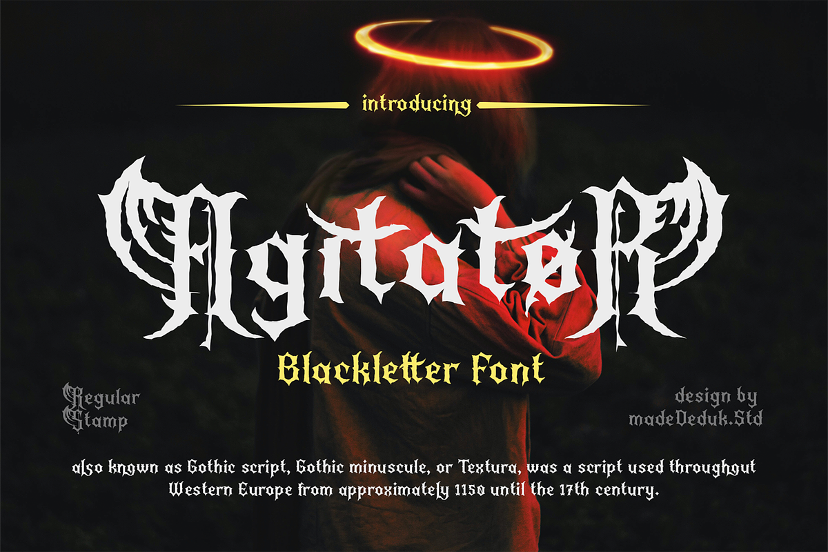 Agitator Blackletter Font, a Blackletter Font by madeDeduk (Photo 1 of 10)