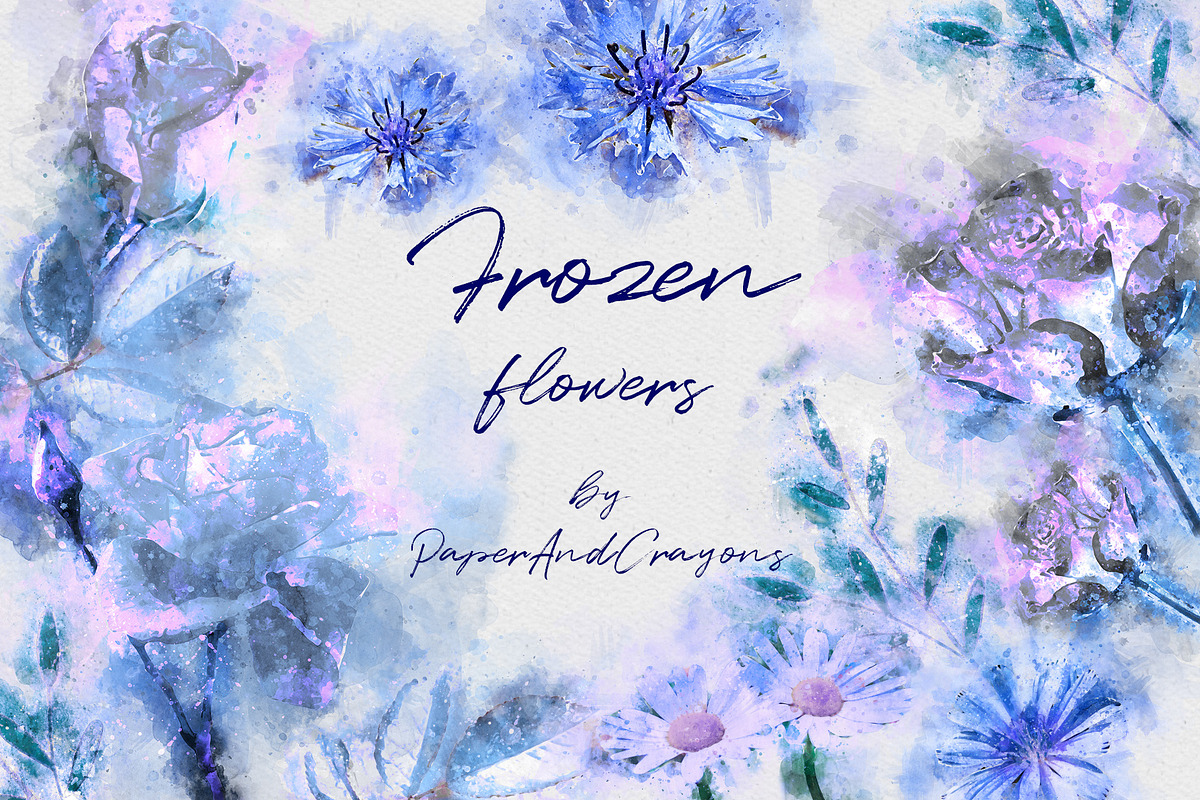 Frozen Watercolor Flowers, an Illustration by PaperAndCrayons (Photo 1 of 5)