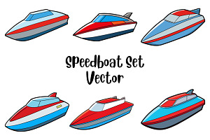 Speedboat Set Vector, a Transportation Illustration by Awieee1