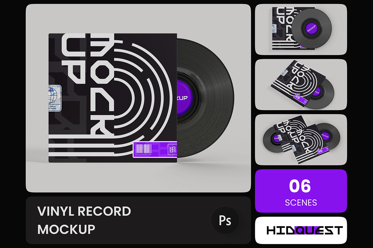Vinyl Record Mockup, a Mockup by hiddemaru (Photo 1 of 4)